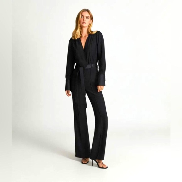 REISS London Luka Tux Black Jumpsuit - Picture 2 of 5